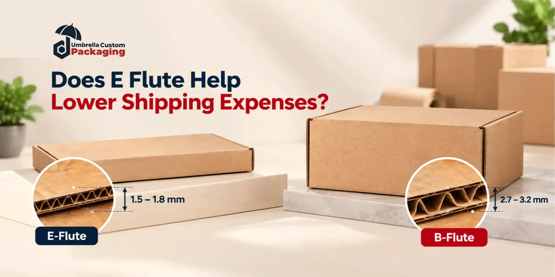 E flute mailer boxes for lightweight products to reduce packaging bulk and shipping costs